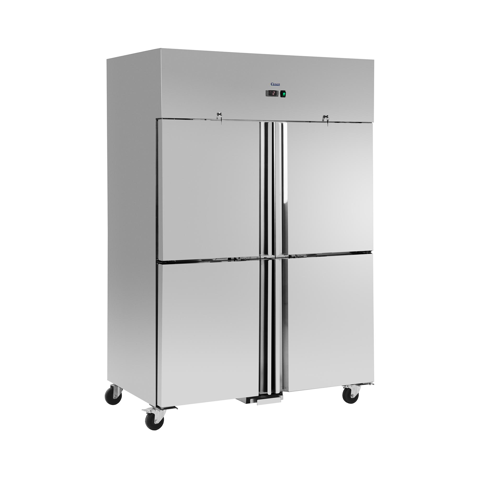 Gastro-Kühlschrank - 1160 l - Edelstahl - 4 Türen - 4 Rollen - abschließbar - Royal Catering