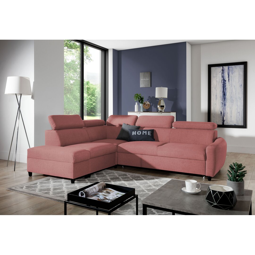 Ecksofa Bustamante aus Samt mit Bettfunktion