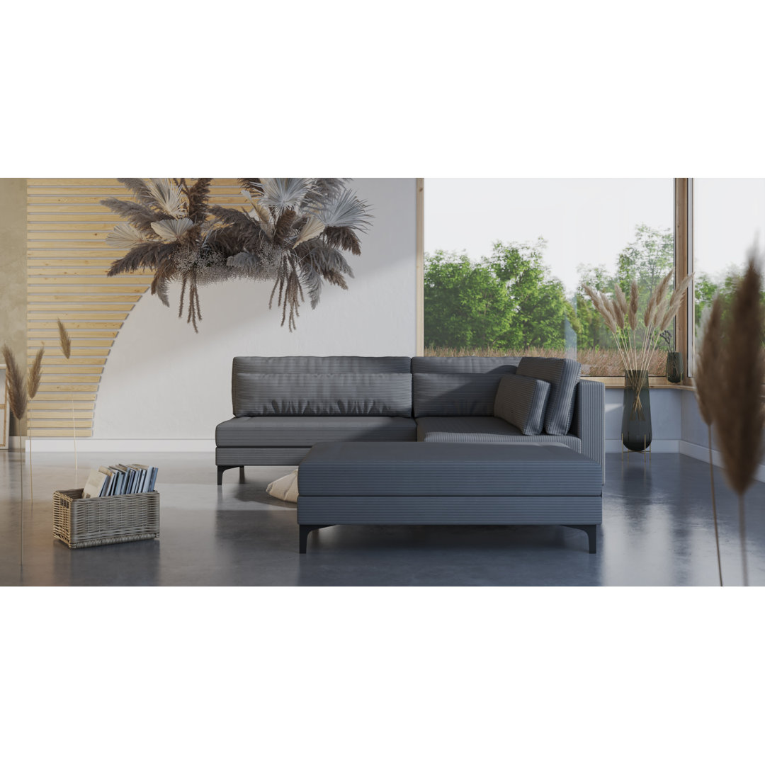 Ecksofa aus Cord mit Bettfunktion